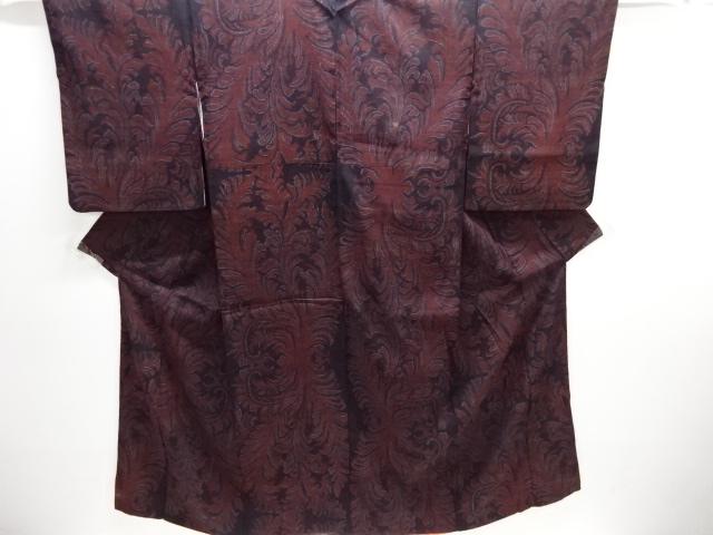 JAPANESE KIMONO / ANTIQUE KIMONO / SILK / MAWATA OJIYA TSUMUGI / WOVEN ABSTRACT